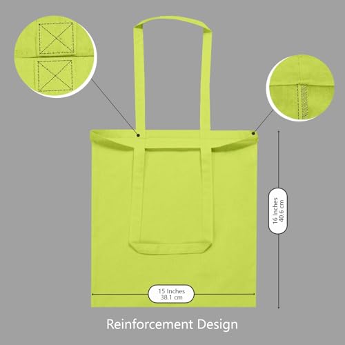 Image of TOPDesign 6-Pack Economical 16 inchx15 inch Apple Green Cotton Tote Bag, Lightweight Medium Reusable Grocery Shopping Cloth Bags, Suitable for DIY, Advertising, Promotion, Gift, Activity