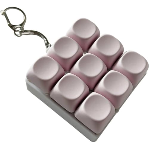 Toivexa キーボードの形 キーホルダー フィジェット玩具 9キー フィジェット キーチェーン ポータブル ミニキーボード 大人 子供用 ピンク