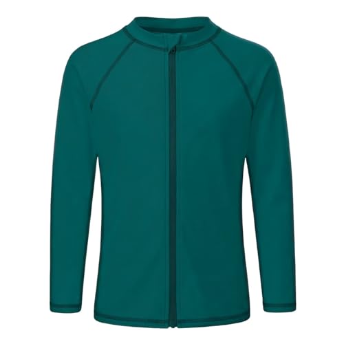 Image of Girls Swim Shirts, Long Sleeve Rash Guard Swimsuits with Full Zipper Sun Protection Bathing Suit Quick Dry Swimwear for Kids