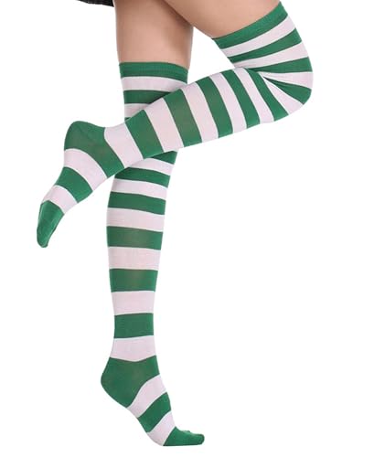 Image of Womens Thigh High Socks Athletic Stripe Cute Colorful Over the Knee High Sock Colorful Long Tube Sock