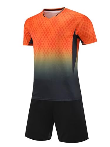 Hansber Kids Boys Shorts Set Gradient Color T-shirt With Loose Shorts for Athletic Workout Orange 5-6 Years2