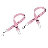 2 Pack Pet Dog Seat Belt Car for VW UP 2011–2022,Dog Car Harness Seatbelt Adjustable with Elastic Bungee Buffer,Nylon Pet Seatbelt,A/Pink