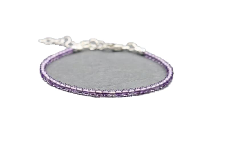 Bracelet améthyste perles rondes lisses argent femme homme