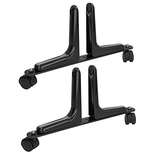 Room Divider Feet, 2 Set Room Divider Screen Holder Width Movable Mobilized Aluminum Alloy Screen Partition Feet Holder with Wheels Bracket, Angles (Black)