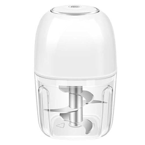 Lecreatekit Picadora de ajo eléctrica, 350 ml, recargable por USB, para mini procesador de alimentos con 6 cuchillas y bloqueo de seguridad, picadora de verduras inalámbrica a prueba de salpicaduras