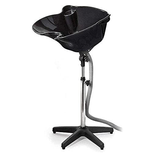 Image of Portable Hair Washing Sink Height Adjustable Shampoo Basin with Drain Hose and Bucket Deep ABS Salon Barber Shampoo Bowl for Home Elderly Care Black(Black 3)