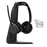 EPOS IMPACT 1061T Stereo Bluetooth Headset with Charging Stand (Teams) Bundled w/Global Teck Gold Support Plan and Microfiber Cloth - for Conferencing, Distance Learning, Remote Work, Streaming