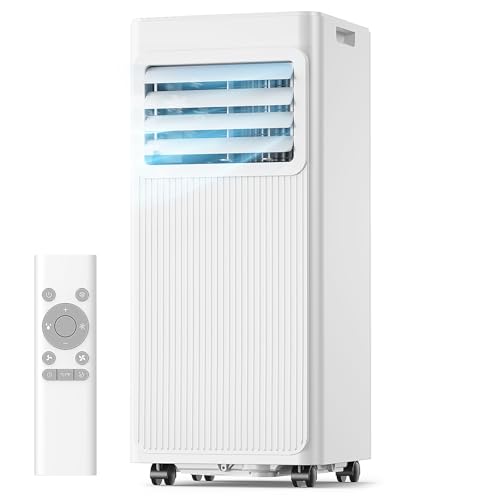 Mobile Klimaanlage mit Abluftschlauch 7000 BTU 4-in-1 Mobiles Klimagerät (Kühlen Entfeuchten Ventilieren Schlafmodus) Klimaanlage für Schlafzimmer & Wohnung inkl. Fensterabdichtung Weiß