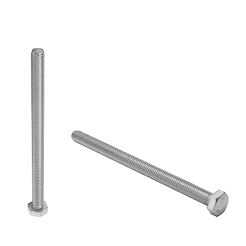 Image of Bettomshin 10Pcs M8 x 120mm Hex Bolts, 304 Stainless Steel 1.25mm Thread Pitch Fully Threaded Metric Hex Head Screw Bolts, Hexagon Screw Bolt, Hex Tap Bolts, Silver (Overall Size 125.45x13x13mm)