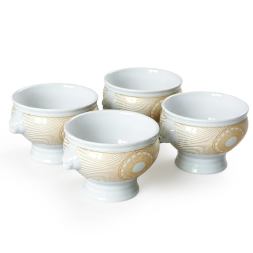 Image of Cinf Lion Head Ceramic Bowls Set of 4, 12 oz Soup & Cereal Bowls | 12 oz ceramic bowls with lion head design, microwave safe for soup, cereal, fruit, desserts and everyday dining