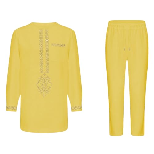 Men's Africa Suit Long Sleeve Print Dashiki and Pants Outfit Traditional 2 Piece Set2