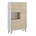 Mobelcenter - Mueble Aparador Alto 3 Puertas - Buffet Moderno - Armario Auxiliar Comedor - Acabado Color Blanco y Natural - Medidas: Ancho: 81 cm x Fondo: 43 cm x Alto: 135 cm - (1253)