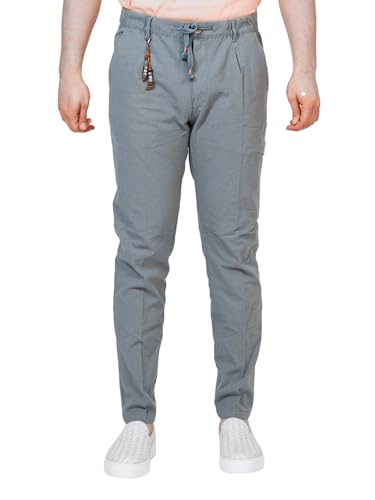 Pantalon bleu Yes-Zee P683 PE00 chino coupe droite mode homme