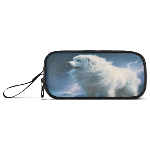 Image of Great Pyrenees Dog Pencil Case Box Boys Girls Large Pencil Pouch Zipper Compartments Big Capacity Stationery Pen Bag Organizer for Kids Teens Adults School Office