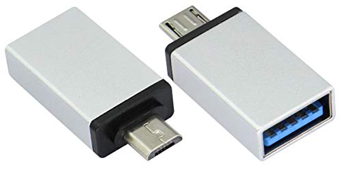 AAOTOKK OTG Micro a USB Adaptador,Micro USB Macho a USB 2.0 A Hembra Adaptador OTG (en Movimiento) para Tabletas con Teléfonos Inteligentes Android Más Dispositivos USB y Micro(2Unidades/Plata)