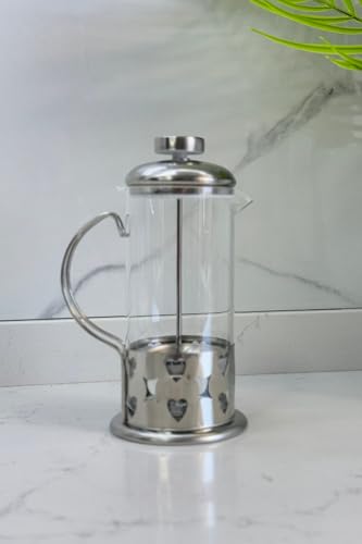 Albergio French Press 350 ml | Filtre Kahve ve Bitki Çayı Demliği Çelik & Cam Gri