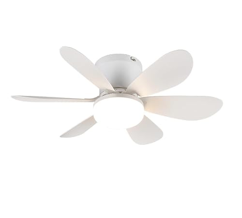 CFadda Trio Ventilatore da Soffitto LUND, Bianco Opaco, 52 cm, LED 8W Dimmerabile, con Telecomando, 3 Velocità, Funzione Estate/Inverno