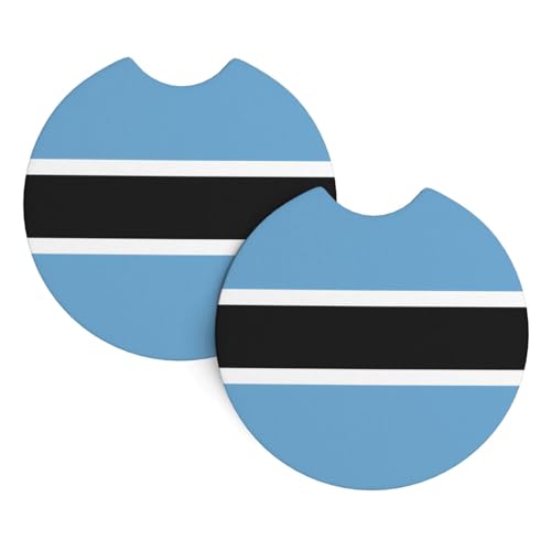 YYHWHJDE Lot de 2 sous-verres de voiture motif drapeau du Botswana – Durable et imperméable pour la protection et la décoration intérieure de la voiture