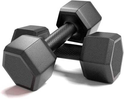 Image of PVC Hex Fixed Dumbbells Set and Fitness Kit for Men and Women Whole Body Workout (BLACK-7.5KG X 2) (4KG) (3KG)