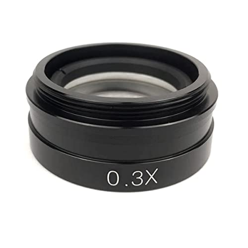 Microscope 0.5X / 2.0X / 0.3X Auxiliary Objective Glass Lens for 80X 300X Lens Industry Video Microscope Camera(0.3X)