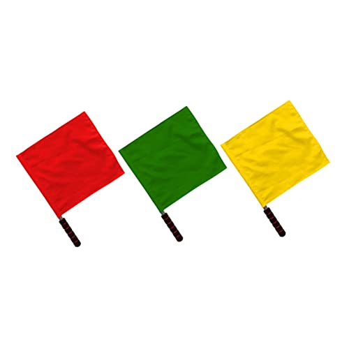3pcs Signal Flag Safety Yellow Red Red Green Yellow Referee Flags Flagpole Reflective Whistles Traffic Red Yellow Track Flags Outdoor Penalty Flag Napkins Wire Sponge