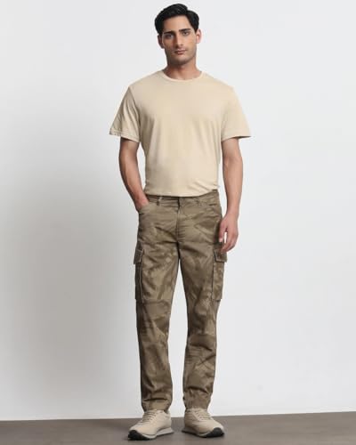 Image of MUFTI Khaki Slim Fit Cargo Trousers
