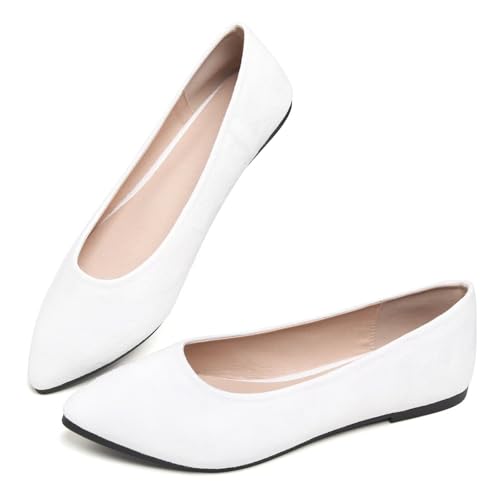 Image of Dear Time Women's Pointed Toe Ballet Flats Simple Casual Office Work Flats Slip-on Comfortable Shoes