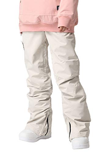 JELEUON Women Men Waterproof Winter Warm Thick Snowboard Pants Outdoor Hiking Ski Pants Skiing Breathable Ski Trousers XL Beige