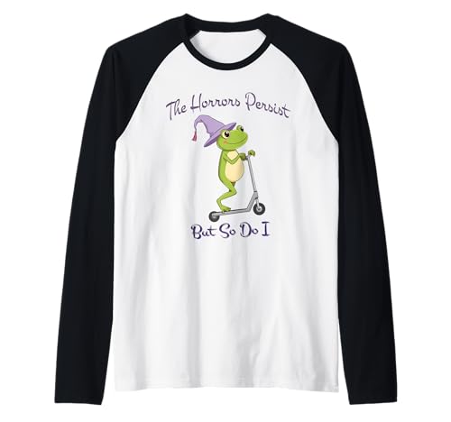 Frog the horrors persisten pero también frog funny hombres mujeres camiseta manga raglan