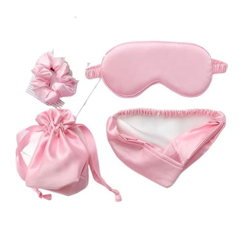 Antifaz Para Dormir Seda 4 Uds máscara for los ojos conjunto de cuerdas for el cabello máscara de seda for dormir for la noche mujeres hombres adultos relajarse suave siesta cubierta for los ojos desc