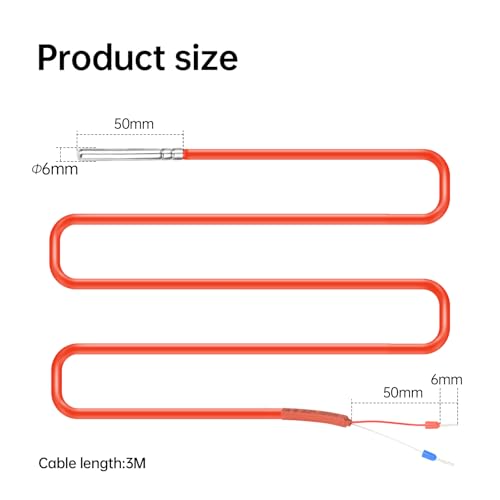 Image of Diymore 2PCS 3M PT1000 Thermal Resistor,3M Silicone Cable,Stainless Steel Probe, -122℉~356℉ Temperature Sensor, High-Precision Platinum Resistance Thermometer for Industrial and Laboratory Measurement