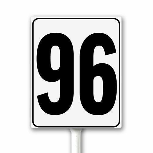 Aluminum Number Sign 96 White & Black House Signage, Speed Limit Street Sign, 20x30 CM Number Yard Sign With Stake for Parking Lot Private Property Business Gas Station Indoor Outdoor Use