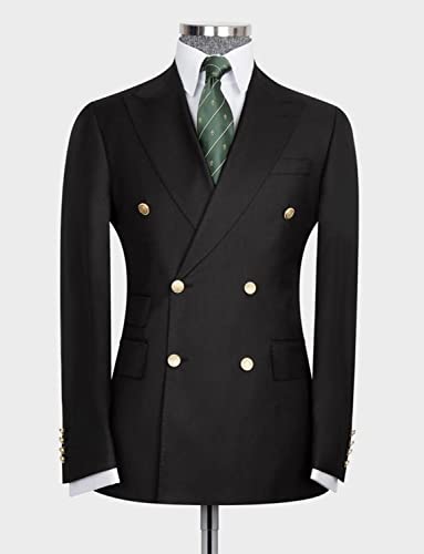 Men's 2 Pieces Suit Double Breasted Business Formal Wedding Prom Tuxedo Jacket & Pants Set2
