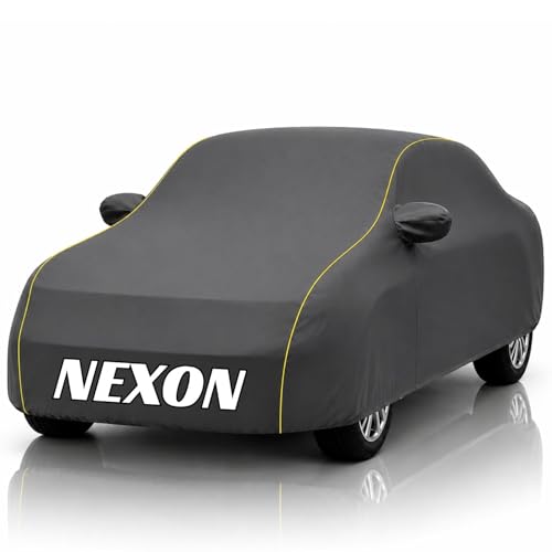 Image of Safe-Cars New Grey 100% Waterproof Nexon Car Cover | Polyester Car Body Cover for Rain & Sun | UV Protection, Dustproof, Scratch Resistant, Windproof, Heat Resistant, Custom Fit