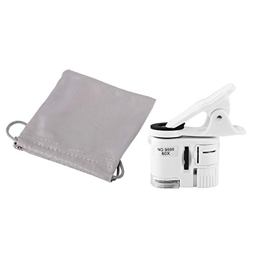 Leyeet Microscópio para celular 9595 W 60X Lupa LED Luz UV Mini Microscópio Clipe para Celular