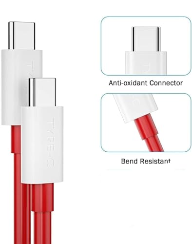 Image of Original 80W One Plus Dash Warp Charge Cable, 6.5A Type-C to USB C Pd Data Sync Fast Charging Cable Compatible with One Plus 8T / 9 / 9R / 9 Pro / 9Rt / 10R / Nord & for All (fast51)