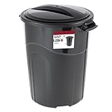 ywyJQQX 32 Gallon Heavy Duty Plastic Garbage Can, Trash cans with Lid and Lock,Easy Carry Handles, Indoor/Outdoor, for Kitchen/Yard and Garage