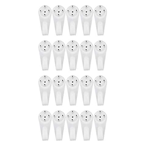 Cutefly Plastic Hard Wall Picture Frame Hooks 4-Pin Medium White Pack of 20 Cover