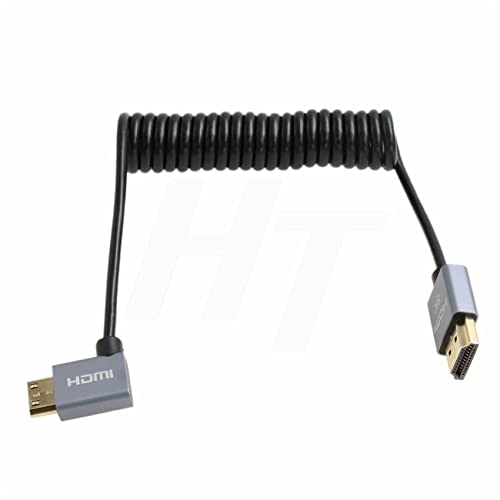 HangTon 4K 120fps 8K 60fps HDMI to Mini HDMI Cable for Canon EOS R RP 5DIV ATOMOS Ninja V Shinobi Nikon Z6 D750 Sony XR50 NEX Portkeys BM5 Monitor Type A C 2.1 Left Angle Coiled - Image 3