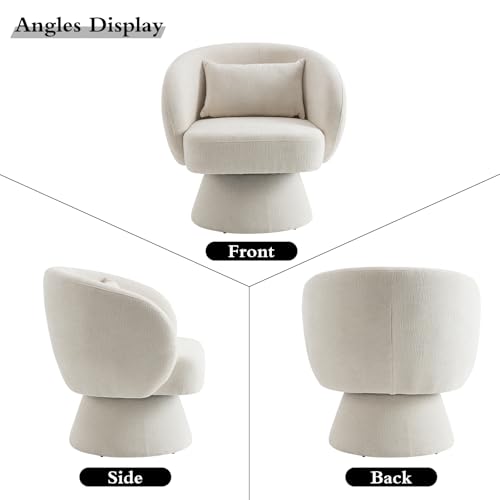 Sillón giratorio terciopelo suave beige miniatura 6