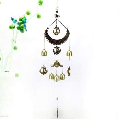 QWICK CLICK Brass Dream Catcher Wind Chimes for Balcony Home Decoration Positive Energy Fengshui Hanging Bell with Sound Bell Kids Room Loves Gift Feng Shui Wood Windchime (23 inch, Gold)-image-7