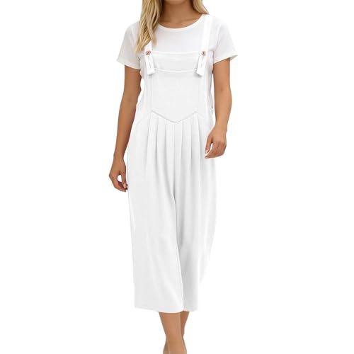 Salopette femme jambe large avec bretelles réglables en coton fluide