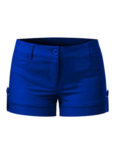 MixMatchy Women's Casual Body Enhancing Comfort Cuffed Shorts with Pockets Royal M