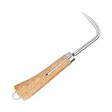 Nisaku NJP955 Nekaki Ippondume Handheld Single Claw Cultivator, Japanese Stainless Steel Tine Length 1.5-Inch, 5.5-Inch Polished Wood Handle