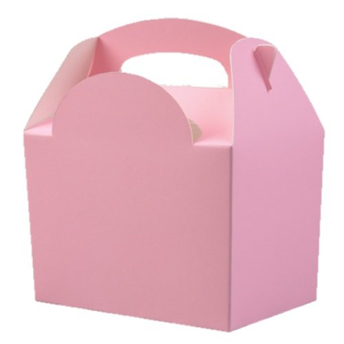 100 Childrens Kids Plain Carry Food Meal Picnic Birthday Party Bag Boxes (BABY PINK)