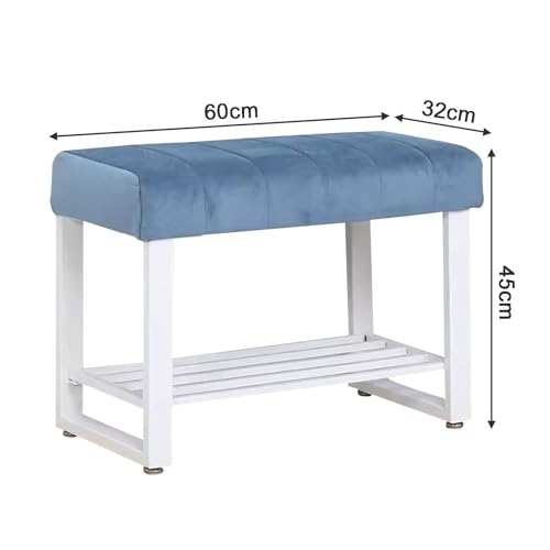 Banc à chaussures bleu compact pour optimiser le rangement