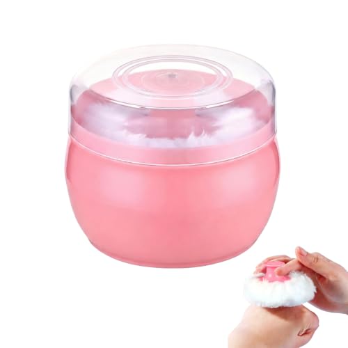Boîte de rangement vide en plastique rose de 50 g pour salle de bain, kit de soins du corps moelleux avec tamis et éponges à poudre pour maison et voyage