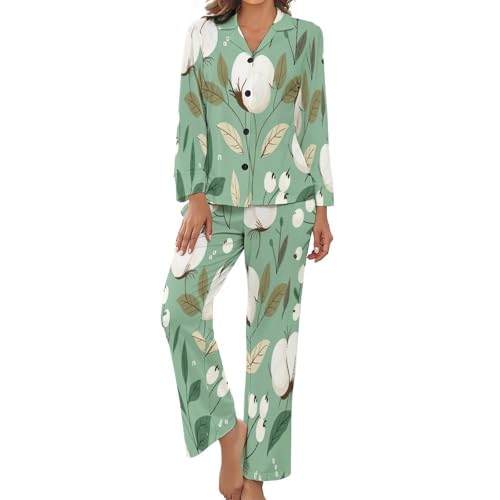 Ensemble pyjama deux pièces femme manches longues pour grande taille confortable