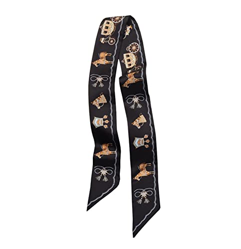 JERLA Unisex-Erwachsene Glas Haarband Seidenschal Skinny Tasche Schal, Kutsche, schwarz, 33.5'×1.97'