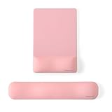 UnivoColors リストレスト マウスパッド セット 手首置き プレミアムPU素材 人間工学デザイン 疲労低減 長時間操作のサポート 低反発クッション 体圧分散性能 手首痛み緩和 肌に刺激なし 底面に滑り止め(ピンク)KM69